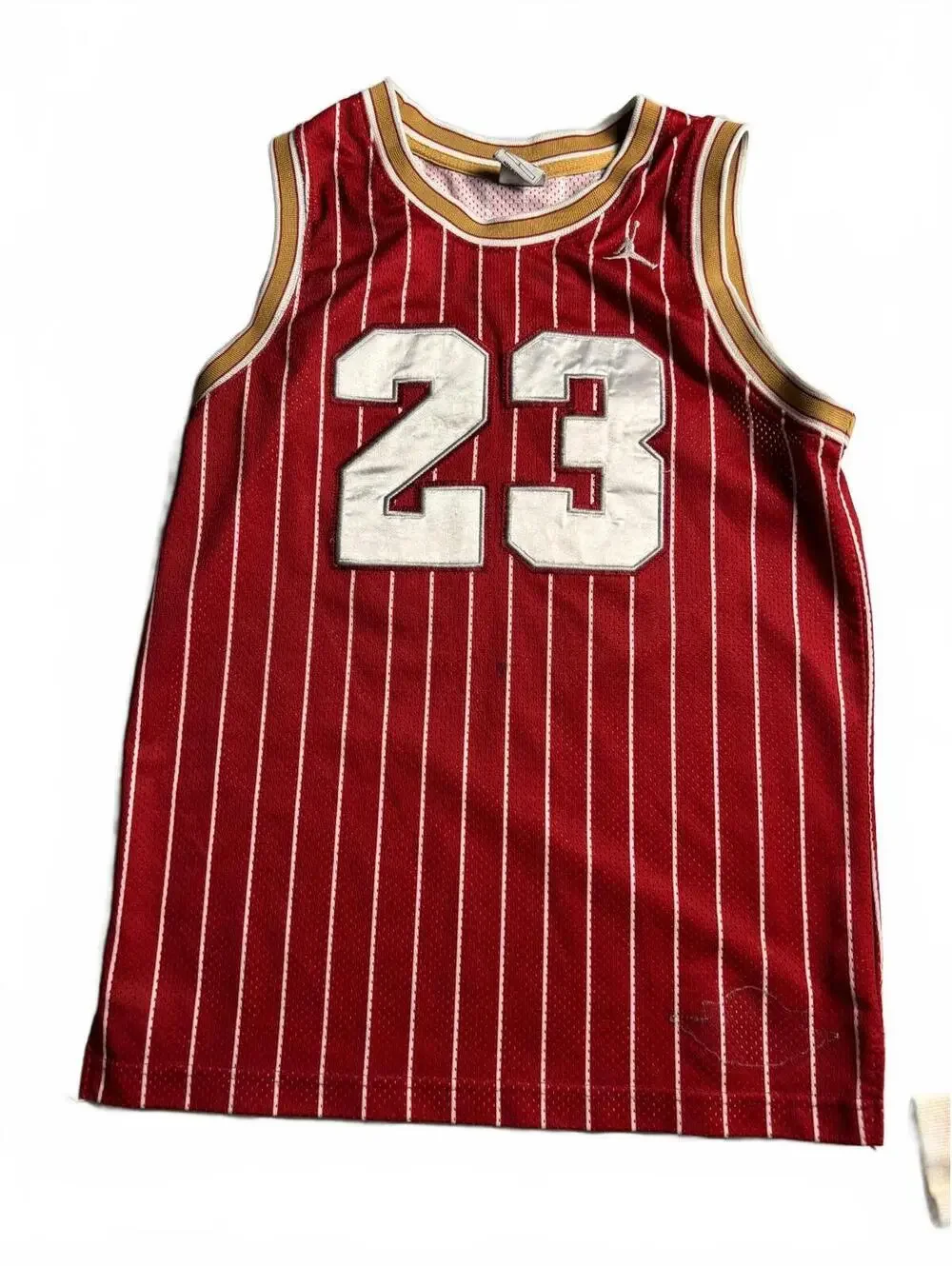 Jordan Red Pinstripe Basketball Jersey with Number 23